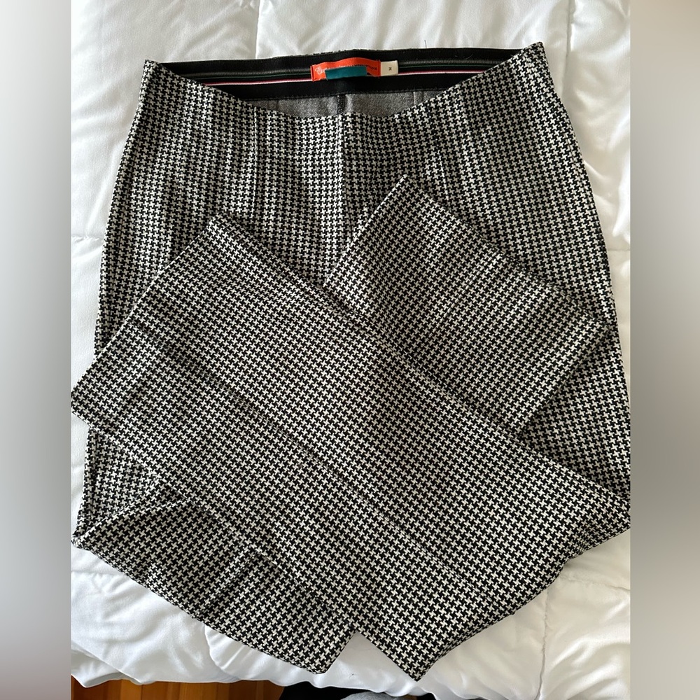 Cartonnier By Anthropologie Houndstooth Pants Cropped Black White (H)